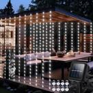 Luzes de cortina echosari Christmas Solar 7,9 pés x 6 pés 144 LED