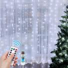 Luzes de cortina Fairy HOLITS 300 LED 3m x 3m USB Cold White