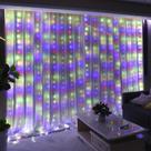 Luzes de cortina HXWEIYE 300LED Fairy 3x3m multicoloridas com controle remoto