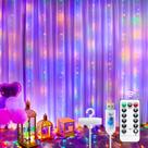 Luzes de cortina Minetom 300 LED Dimmable Fairy Lights com controle remoto