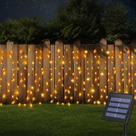 Luzes de cortina solar DBFAIRY 300 LED 6m x 1m impermeáveis brancas quentes