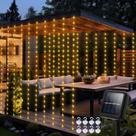Luzes de cortina solar echosari 2.4x1.8m 144 LED à prova d'água