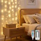 Luzes de cortina suddus 90 LED Warm White para quarto de Natal
