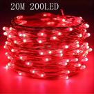Luzes De Fada Em Fio De Cobre Vermelho 20m 200LED Alimentadas Por Bateria AA Para Decoração De