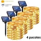 Luzes de Fada Solar para Exteriores - Impermeáveis, Fio de Cobre, para Natal, Jardim e Festa