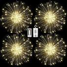 Luzes de fogo de artifício FOOING Copper Wire Star 120 LED 8 modos