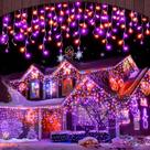 Luzes de gelo de Halloween Yiylunneo 512 LED 14 m roxo laranja