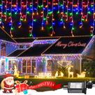 Luzes de gelo de Natal JMEXSUSS 800 LED multicoloridas para exteriores