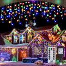 Luzes de gelo de Natal Yiylunneo 640 LED 20m, controle remoto multicolorido