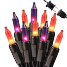 Luzes de Halloween Brizled, 100 unidades, laranja e roxo, incandescentes