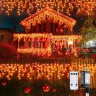 Luzes de Halloween JMEXSUSS Orange 800 LED Icicle Outdoor