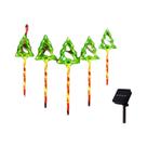 Luzes De Natal LED Solares Em Forma De Árvore De Natal, Conjunto De 5 Peças, Luzes Decorativas Para