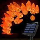 Luzes De Natal Solares Para Exterior C6, Cordão De Morango Com 50/100 LEDs, Luzes De Fada Para