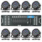 Luzes de palco CO-Z LED 8 peças 18x3W RGB Par Can com controlador