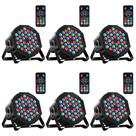 Luzes de palco MosFiata Par Lights RGB 36LEDs, pacote com 6 unidades com controle remoto