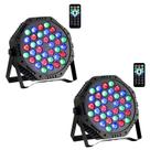 Luzes de palco Yiixuyo 36LED PAR Latas RGB de 9 modos com controle remoto x2