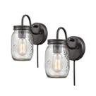 Luzes de parede DIRYZON EUL Vintage Mason Jar Clear Glass, pacote com 2 unidades