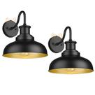 Luzes de parede externas Diyel Dusk to Dawn Gooseneck Black, pacote com 2