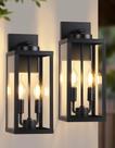 Luzes de parede externas PARTPHONER Waterproof Black, pacote com 2
