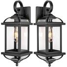 Luzes de parede externas Roravilila 18", pacote com 2 unidades, pretas IP65
