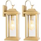 Luzes de parede externas Roravilila 43 cm douradas, pacote com 2 unidades, IP65