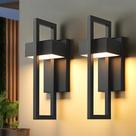 Luzes de parede externas SIONLOM Modern 3000K LED, pacote com 2 unidades, preto fosco