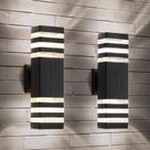 Luzes de parede externas Tewei de 3 camadas pretas IP65, branco quente, pacote com 2