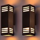 Luzes de parede externas wowlite, pacote com 2 unidades, bronze, impermeável