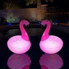 Luzes de piscina Cootway Rukars Floating Flamingo LED 2PCS
