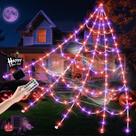 Luzes de teia de aranha de Halloween GORKAY 16,4 pés com 550 LED roxas e laranja Luzes de teia de aranha de Halloween GORKAY 16,4 pés com 550 LED roxas e laranja