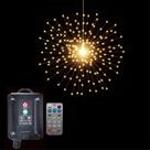 Luzes esféricas PXBNIUYA Starburst 200 LED alimentadas por energia solar