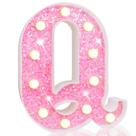 Luzes LED para letreiro Pooqla, letras rosa iluminadas com glitter, letreiro alfabético, luz noturna alimentada por bateria, presentes de aniversário para meninas de casamento, quarto de Natal, dormitório, decoração de quarto, letra rosa Q