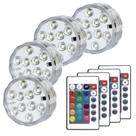 Luzes LED para piscina KIKOMO, 16 cores, 4 modos, a bateria, kit com 4 unidades Luzes LED para piscina KIKOMO, 16 cores, 4 modos, a bateria, kit com 4 unidades