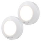 Luzes LED Puck Lights Amazon Basics, 50 lúmens, pacote com 2 baterias Luzes LED Puck Lights Amazon Basics, 50 lúmens, pacote com 2 baterias