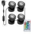 Luzes para Lago TENSUL RGB à Prova dÁgua com Timer, Kit com 4 Luzes para Lago TENSUL RGB à Prova dÁgua com Timer, Kit com 4