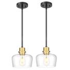 Luzes pendentes Emak Black Gold, vidro transparente de 20 cm (pacote com 2)