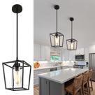 Luzes pendentes GZJunyo de 1 luz em metal preto com vidro transparente