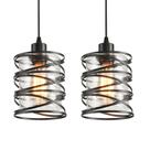 Luzes pendentes IHENGYANLT Spiral Cage Black Glass, pacote com 2 unidades