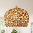 Luzes pendentes Karjearl Boho Lustre de vime de 1 luz 40 cm