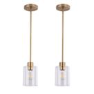 Luzes pendentes KLSS Brass Kitchen Island Clear Glass, pacote com 2