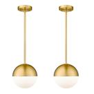 Luzes pendentes LMS LMS-186BG2PK em ouro escovado com vidro leitoso