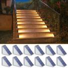 Luzes solares de escada NIORSUN Waterproof IP67, pacote com 12 unidades, branco quente Luzes solares de escada NIORSUN Waterproof IP67, pacote com 12 unidades, branco quente