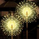 Luzes solares de fogo de artifício JJGoo, pacote com 2, 150 LEDs à prova d'água