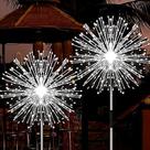 Luzes solares de fogo de artifício JJGoo, pacote com 2 unidades, 120 LED, IP65, à prova d'água