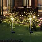 Luzes solares de fogo de artifício para jardim SolaRera 120 LED Waterproof, pacote com 2 unidades