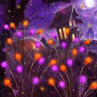 Luzes solares de Halloween OZS 48 LED roxas e laranja ao ar livre