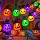Luzes solares de Halloween Windpnn Pumpkin 16 pés 20 LED multicoloridas