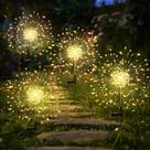 Luzes Solares de Jardim GIGALUMI Kit com 4 Unidades 120 LED Branco Quente