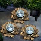 Luzes solares de jardim LEWIS & WAYNE Coppery Lotus Flower 3 unidades