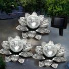 Luzes solares de jardim LEWIS & WAYNE Lotus Flower, 3 peças, cinza prateado